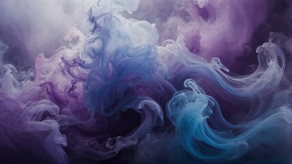 Abstract Swirling Purple and Blue Smoke Art
