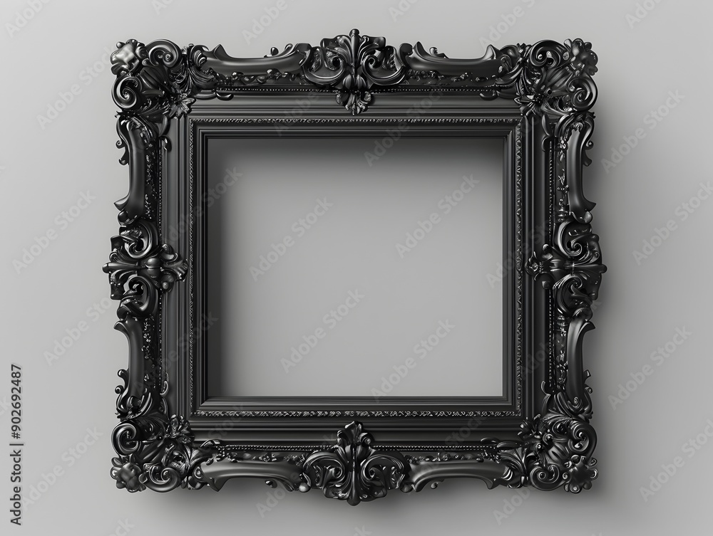 Poster classic black frame with matte finish and subtle detailing isolated of decorative concept with copy 