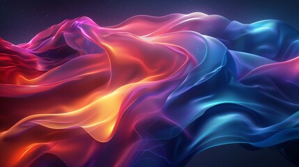 Obraz premium Abstract fluid waves in neon colors, organic shapes, dynamic and modern