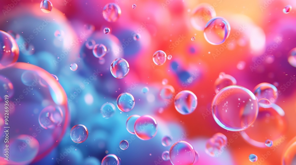 Poster bubbles in neon colors creating a playful pattern, organic shapes, dynamic and vibrant
