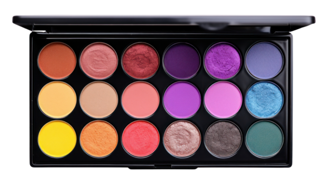 PNG Gothic rainbow eye shadow palette product white background arrangement blackboard.