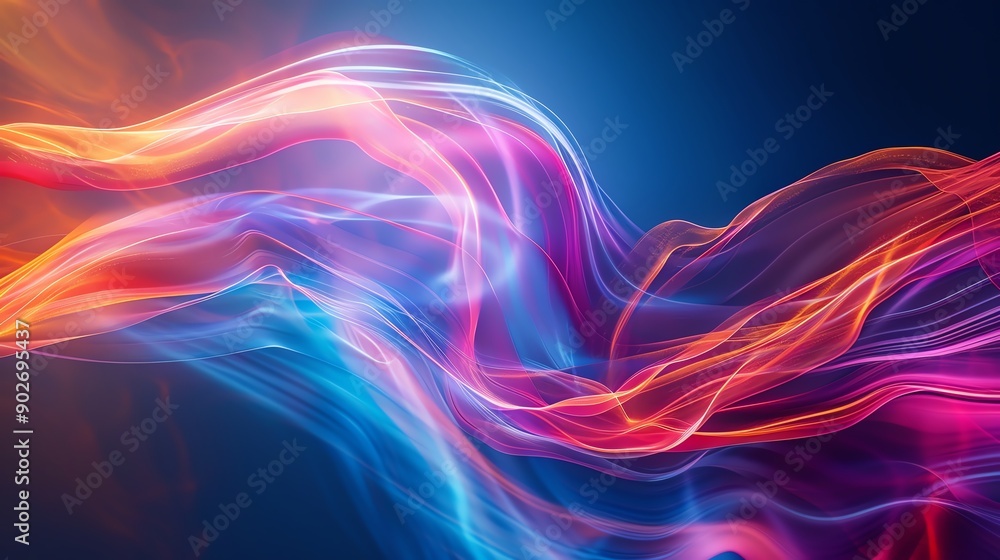Poster streams of light trails forming abstract patterns, organic shapes, dynamic and vibrant