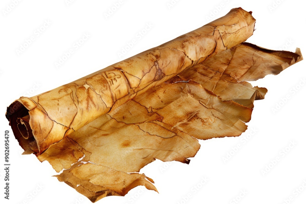 Aufkleber a simple and isolated image of a rolled-up piece of paper lying on a white surface