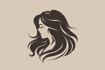 Beautiful woman showing long healthy hair logo