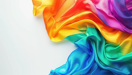 Rainbow Fabric Draped on a White Background