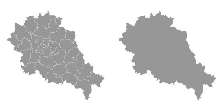 Kursk Oblast map, administrative division of Russia. Vector illustration.