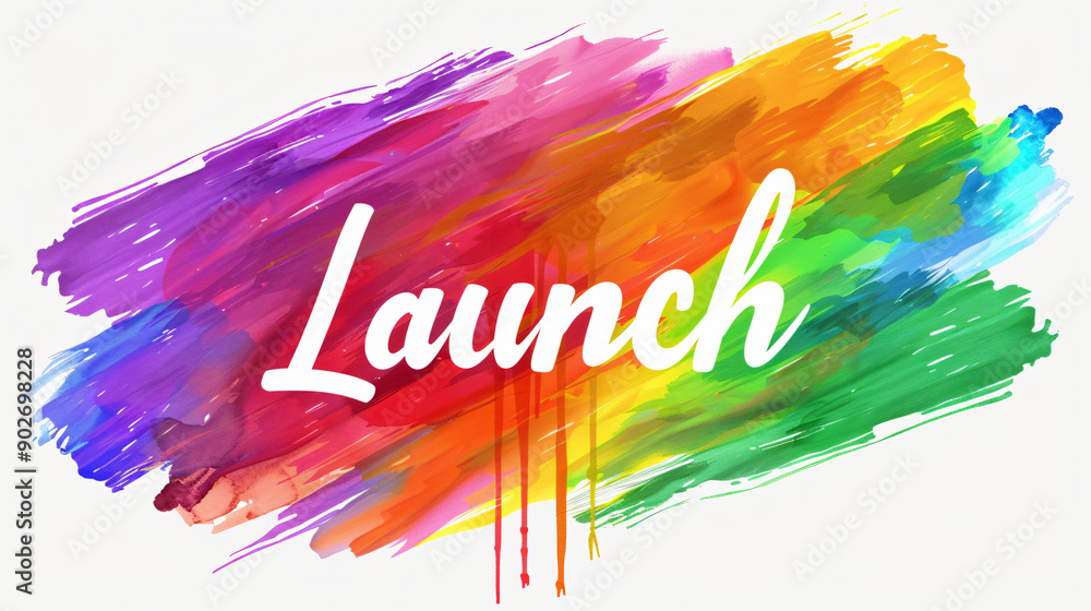 Poster colorful artistic background with the word launch written on it