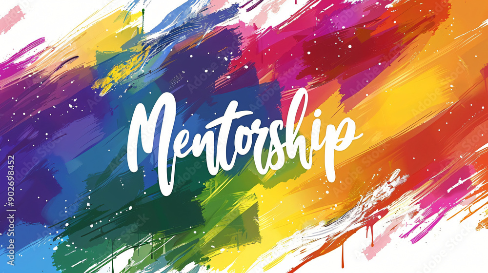 Aufkleber Vibrant brush strokes creating an abstract backdrop symbolizing the idea of mentorship