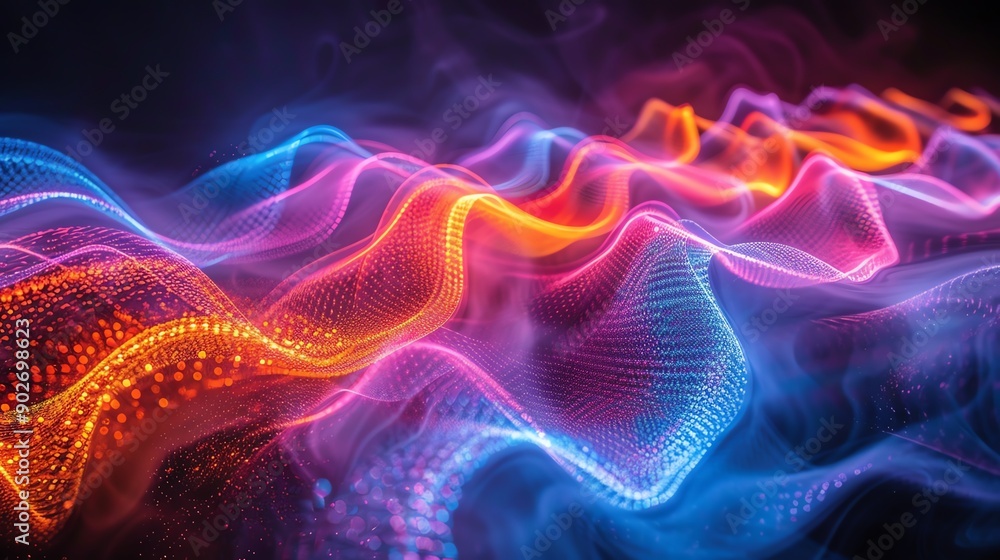 Poster streams of light trails creating intricate patterns, organic shapes, vibrant and captivating