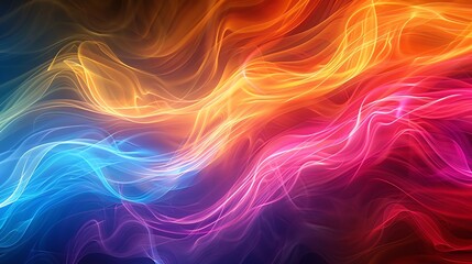 Fototapeta premium Streams of light trails in rainbow colors, organic shapes, vibrant and dynamic