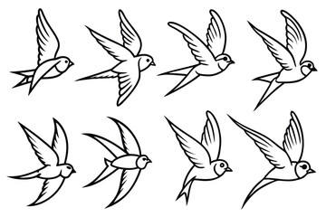 Swallow line art illustration Design Concepts