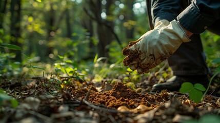 Obraz premium Soil Sample in a Pristine Forest Environment Generative AI