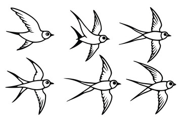 Swallow line art illustration Design Concepts