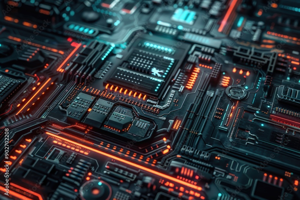 Poster a close-up view of a computer circuit board
