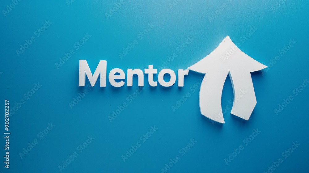 Aufkleber 3d render of a mentor concept with an arrow pointing up symbolizing growth and success