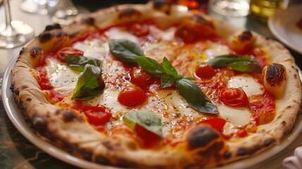 Envision an artisanal pizzeria in Florence, where pizzas are made with locally sourced ingredients.