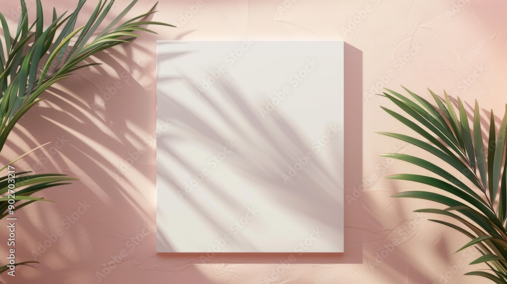 Poster white blank square frame for mock up and display products with pastel colors