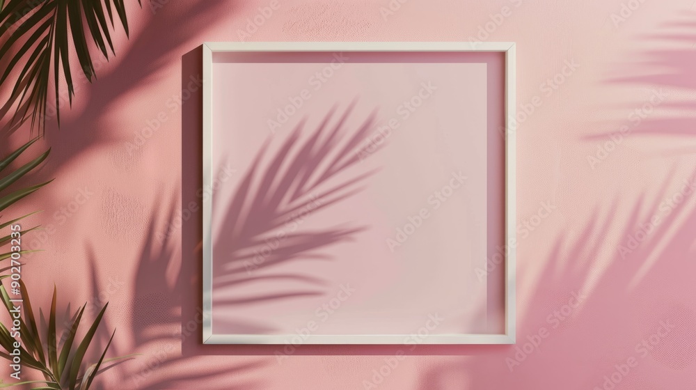 Poster white blank square frame for mock up and display products with pastel colors