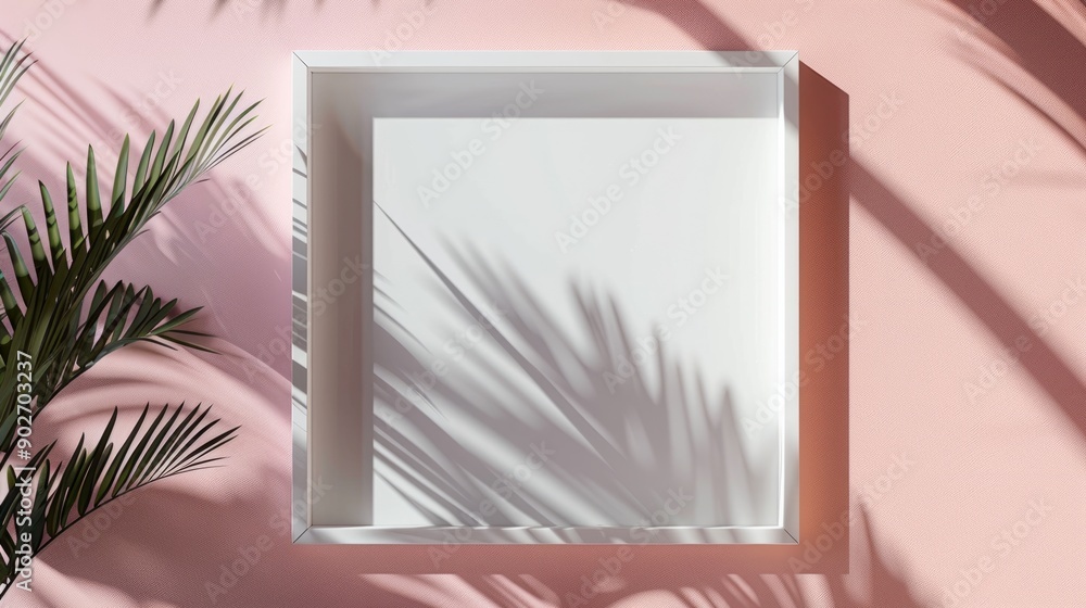 Poster white blank square frame for mock up and display products with pastel colors