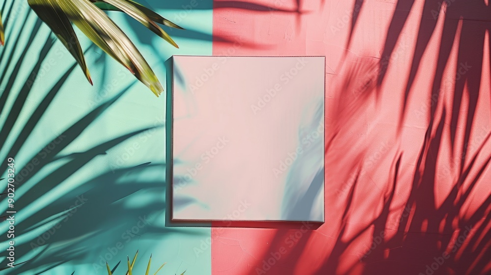 Poster white blank square frame for mock up and display products with pastel colors