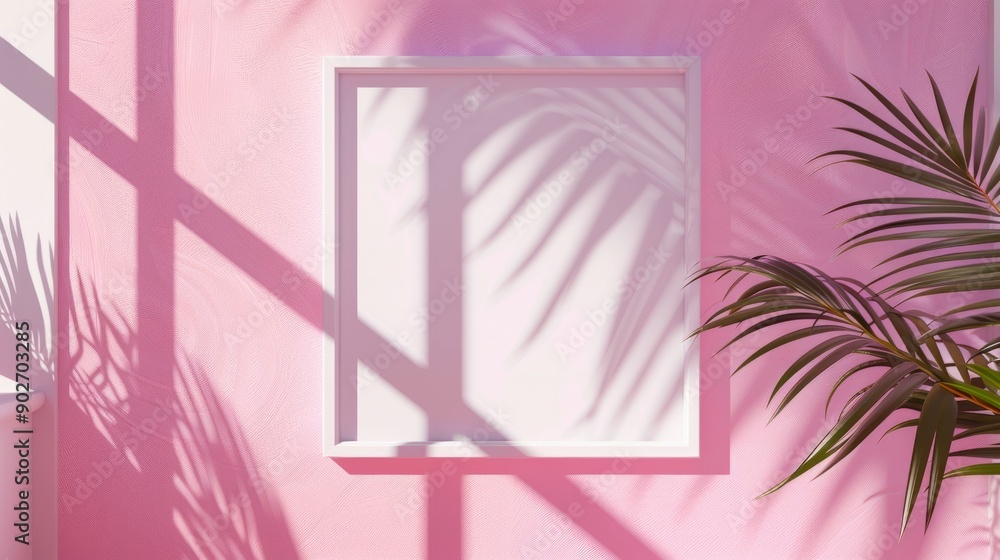 Poster white blank square frame for mock up and display products with pastel colors