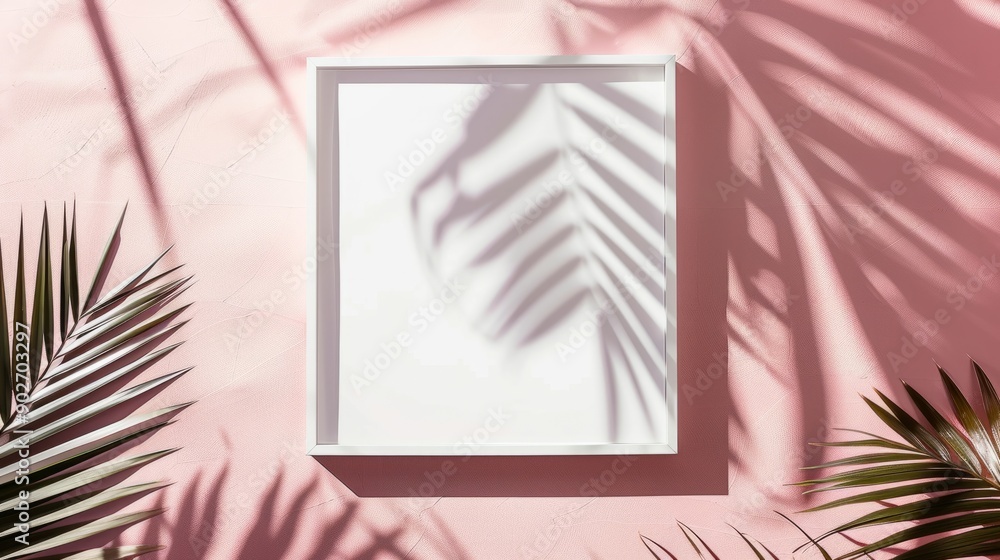 Poster white blank square frame for mock up and display products with pastel colors