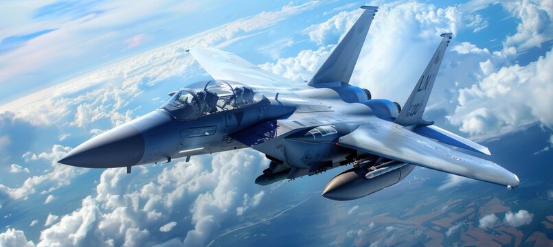 F-15 Eagle Fighter Jet Flying Through Clouds