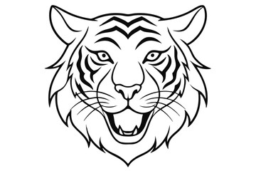 Tiger head line art illustration Design Concepts