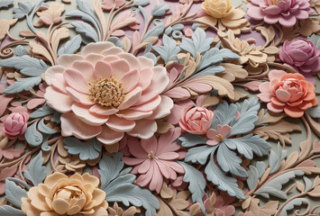 colorful floral design 3d details design