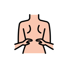 Therapeutic back massage Color vector icon. Physiotherapy, acupuncture, rehabilitation. Isolated vector element. Pictogram for web page, mobile app, promo