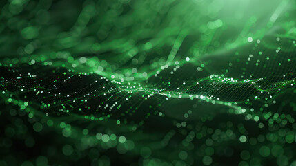 Abstract dark green lights background. Future innovation high-tech digital communication business connection, clear and crisp details. Technology global network particle luxury