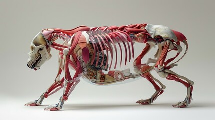 Anatomical Model of a Dog Displaying Internal Structures in a Laboratory Setting