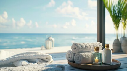 Naklejka na ściany i meble Spa treatments being offered at a beachfront resort