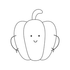 Vector Illustration of Children Healthy Nutrition Concept with a Cute Cartoon Funny Paprika. Baby Vegetable Character or Mascot