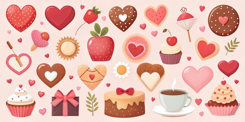  Valentine's Day heart and love elements