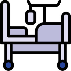 Vector Icon Hospital Bed, Illness, Clinic, Medical Stretcher, Medical Assistance