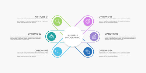6 Steps infographic design template to success. Cycle, Diagram, Annual report, Banner, Business presentation and Organization. Vector illustration.