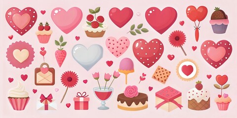  Valentine's Day heart and love elements