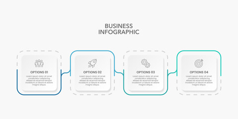 4 Processes to Business Success. Infographic Design Template. Diagram, Annual Report, Banner, Business Presentation and Timeline. Vector Illustration.