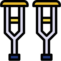 Vector Icon Crutches, Healthcare And Medical, Amputation, Crutches, Injury
