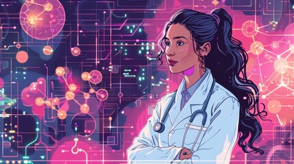 gender equality in medicine, inspiring image of a female healthcare pioneer overcoming gender norms, encouraging young girls to explore opportunities in stem and healthcare fields