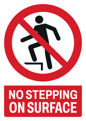 ISO prohibition safety signs text variation_no stepping on surface size a4/a3/a2/a1	
