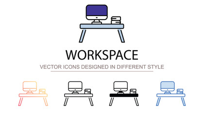 Workspace icon design with white background stock illustration