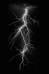 A black and white photograph of a lightning bolt