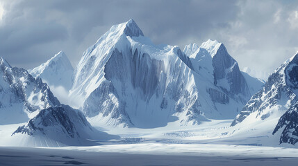 Naklejka premium a scene of pristine, snow-covered peaks in Antarctica