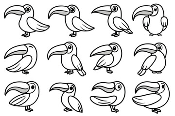 Toucan bird line art illustration Design