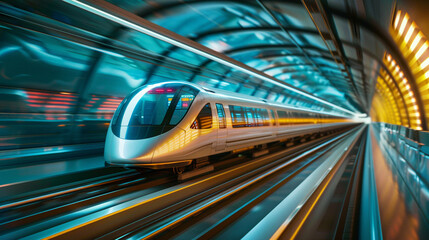 a hyperloop train in a futuristic transportation system