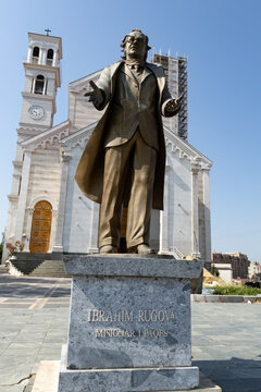Cathedral of Saint Mother Teresa and Ibrahim Rugova the former president of Kosovo monument in Pristina Kosovo