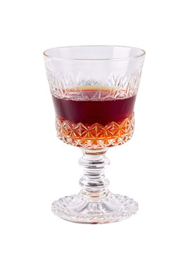 Portuguese Ginginha Small glass with the cherry liqueur served with the cherry at the bottom