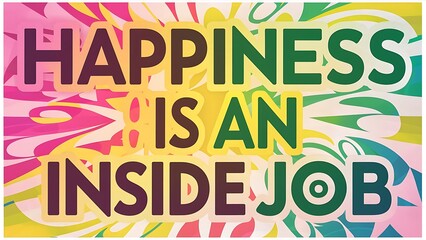 Happiness is an inside job colorful background and text (T-shirt Design Motivational Quote, Illustration ,Typography)